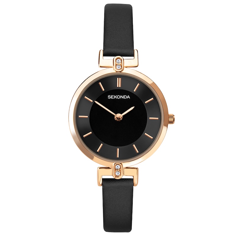 Sekonda Ladies' Elegance Black Leather Strap Watch