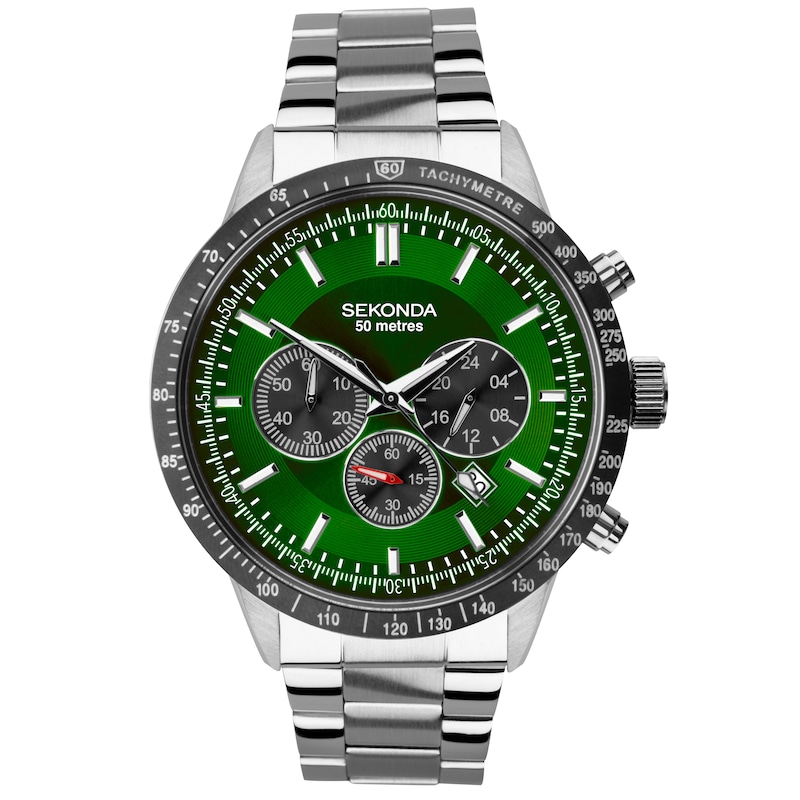 Sekonda Velocity Men's Green Dial Stainless Steel Bracelet Watch