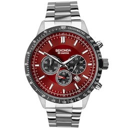 Sekonda Velocity Men's Red Dial Stainless Steel Bracelet Watch