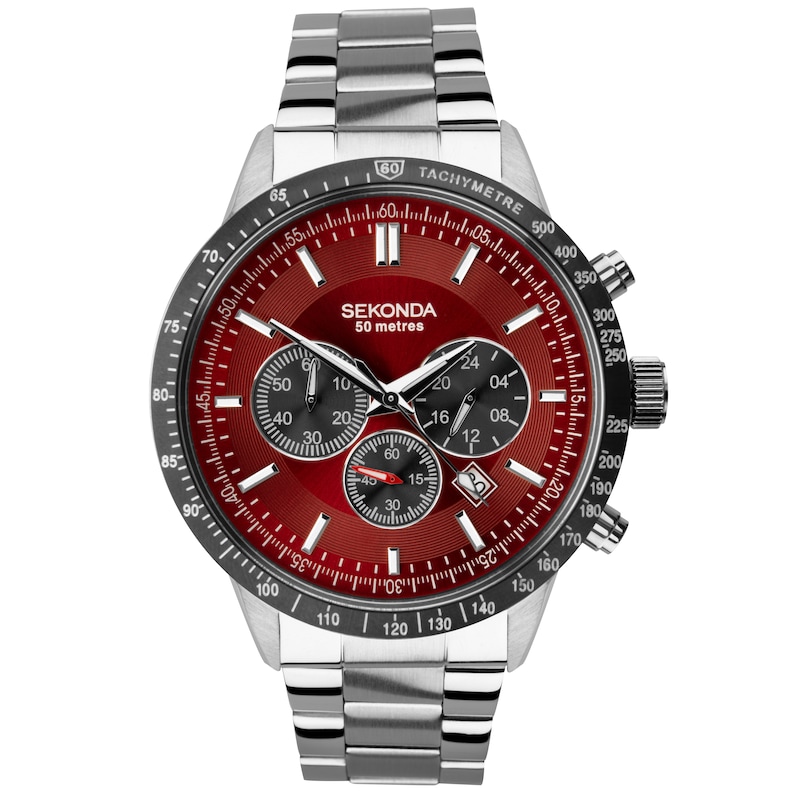 Sekonda Velocity Men's Red Dial Stainless Steel Bracelet Watch