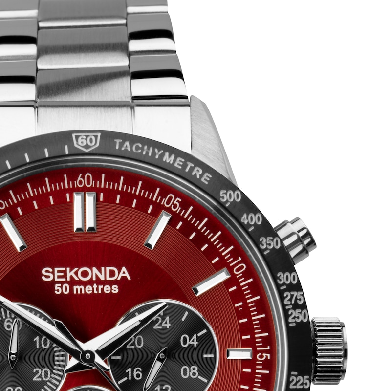Main Image 2 of Sekonda Velocity Men's Red Dial Stainless Steel Bracelet Watch
