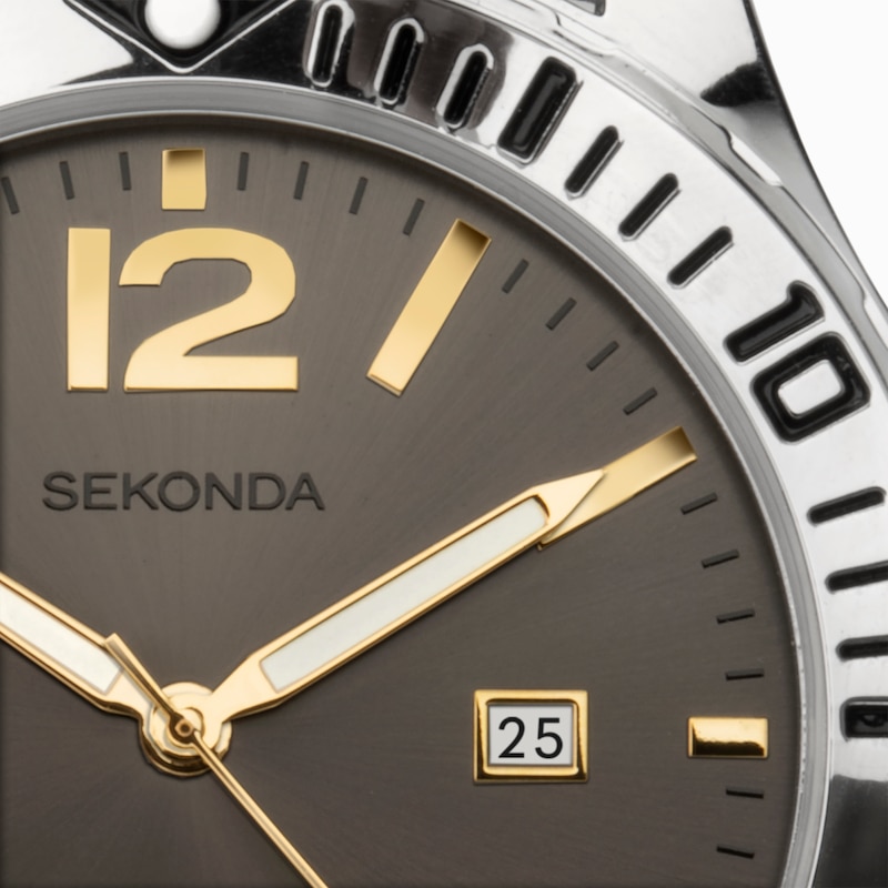 Main Image 2 of Sekonda Caspian Men's Two Tone Grey Dial Stainless Steel Bracelet Watch
