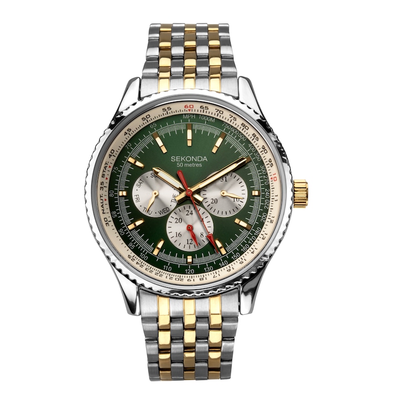 Sekonda Maverick Men's Green Dial Two Tone Stainless Steel Bracelet Watch