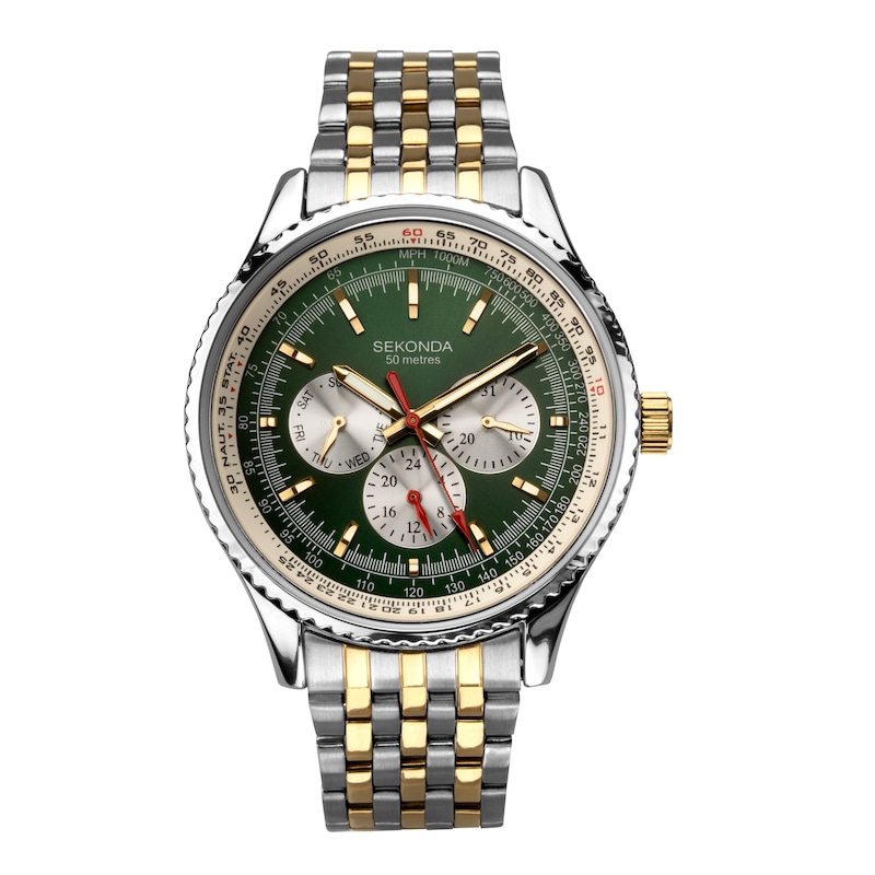 Main Image 1 of Sekonda Maverick Men's Green Dial Two Tone Stainless Steel Bracelet Watch