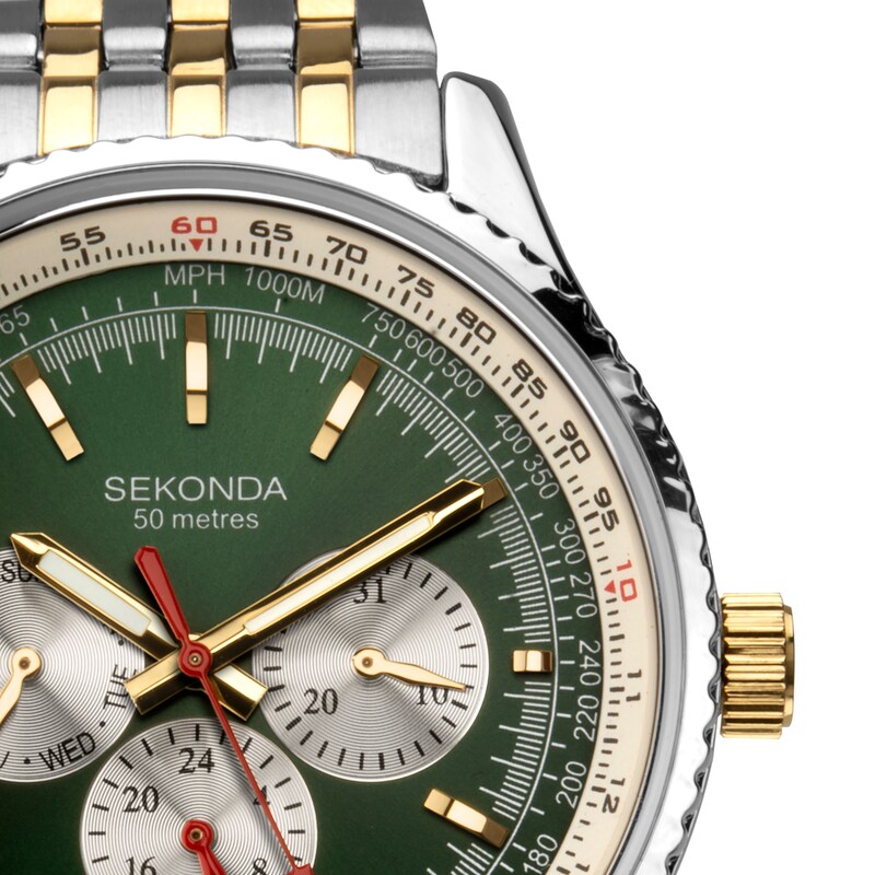 Main Image 2 of Sekonda Maverick Men's Green Dial Two Tone Stainless Steel Bracelet Watch