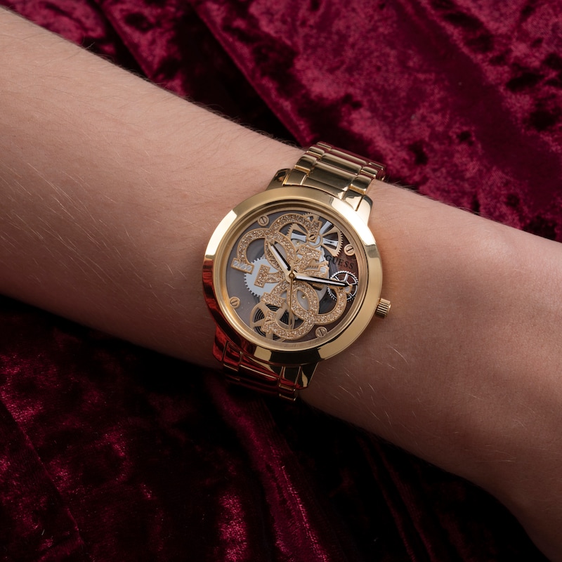 Main Image 7 of Guess Ladies’ Sparkle Logo Dial Gold Tone Stainless Steel Bracelet Watch