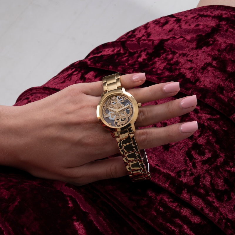 Main Image 8 of Guess Ladies’ Sparkle Logo Dial Gold Tone Stainless Steel Bracelet Watch