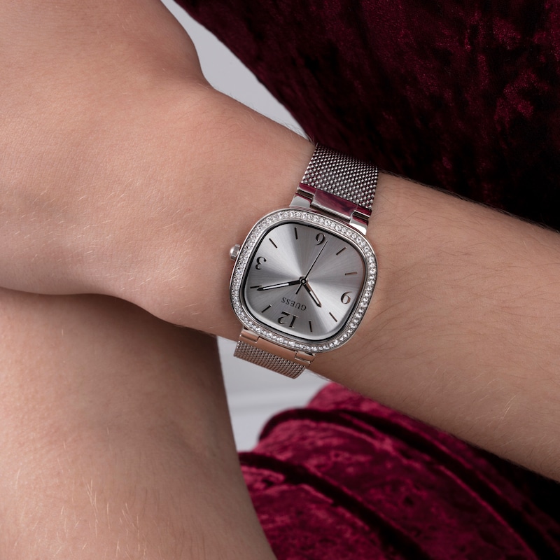 Main Image 7 of Guess Tapestry Crystal Ladies' Stainless Steel Mesh Strap Watch