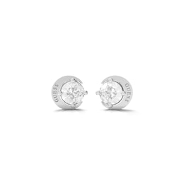 Guess Stainless Steel Moon Shape Crystal Stud Earrings