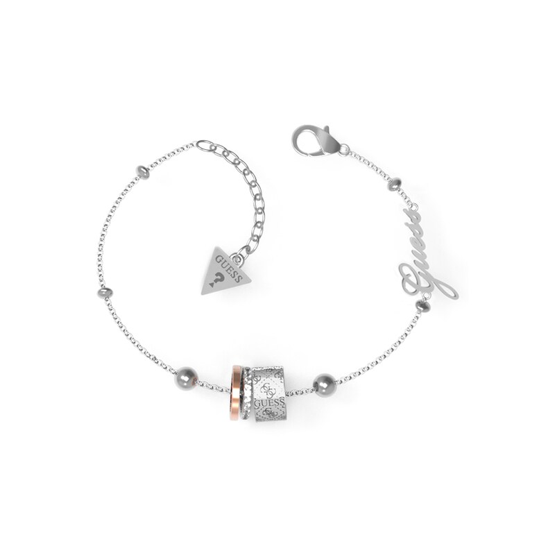 Guess Round Harmony Logo Crystal Charm Bracelet