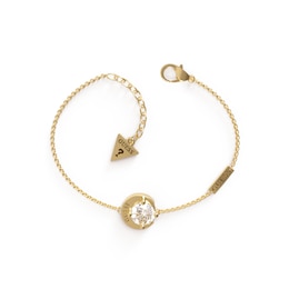 Guess Stainless Steel Moon Shape Gold Plated Crystal Bracelet