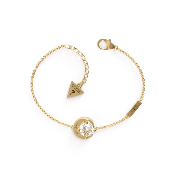 Guess Stainless Steel Moon Shape Gold Plated Crystal Bracelet