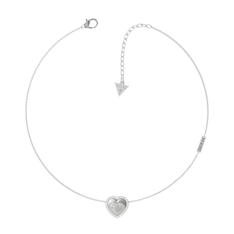 Guess Stainless Steel Crystal Heart Shape Necklace