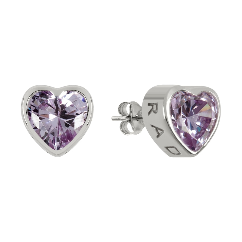 Radley Amy Silver Cubic Zirconia Heart Stud Earrings