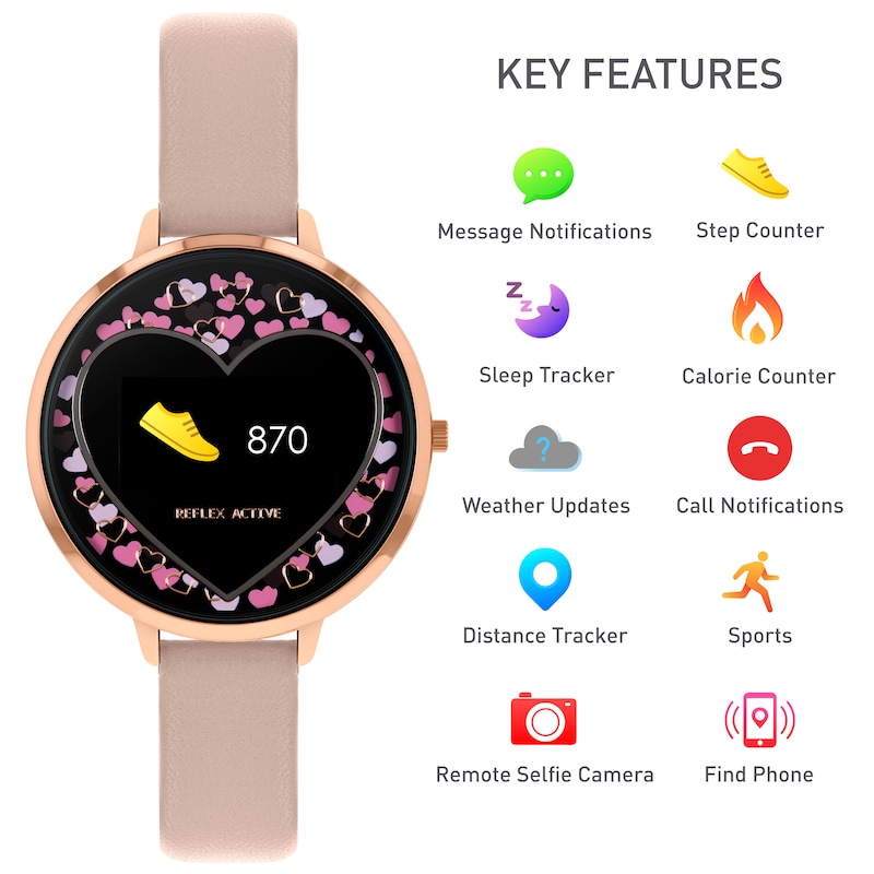 Main Image 2 of Reflex Active Series 3 Ladies’ Pink PU Strap Smartwatch