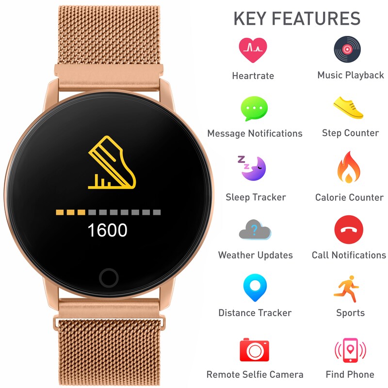 Reflex Active Series 5 Rose Gold Tone Bracelet Smartwatch