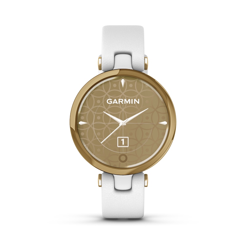 Main Image 1 of Garmin Lily® Ladies' White Leather Strap Smartwatch