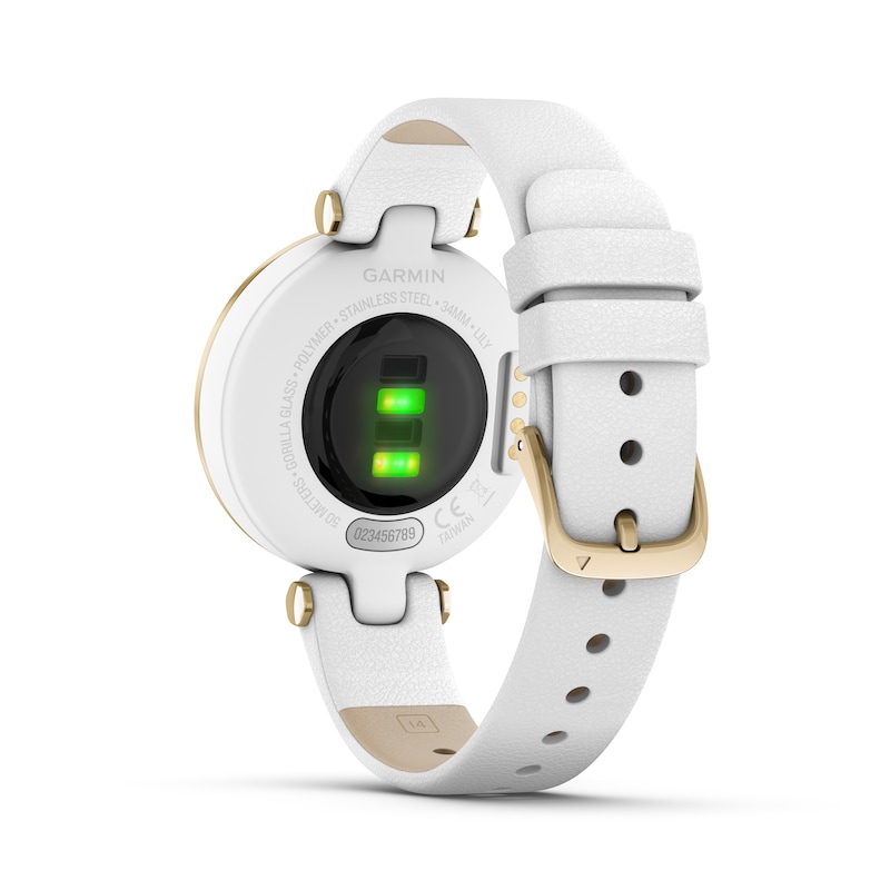 Main Image 4 of Garmin Lily® Ladies' White Leather Strap Smartwatch