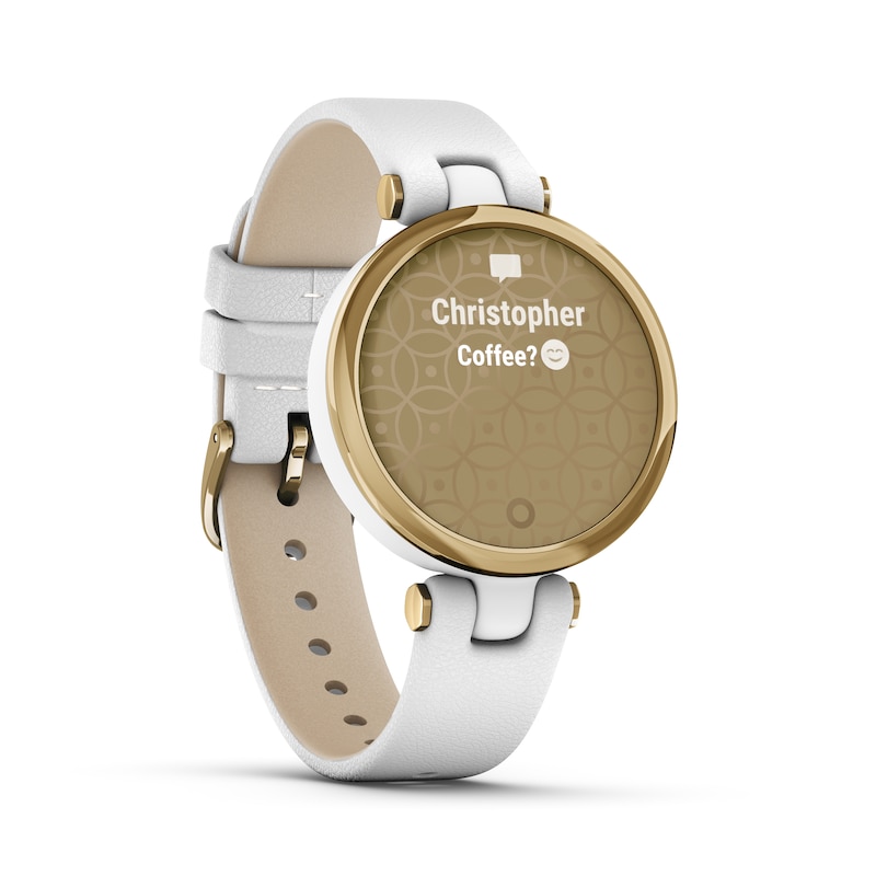 Main Image 6 of Garmin Lily® Ladies' White Leather Strap Smartwatch