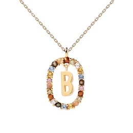 PDPAOLA  18ct Gold Plated Gemstones Initial B Pendant