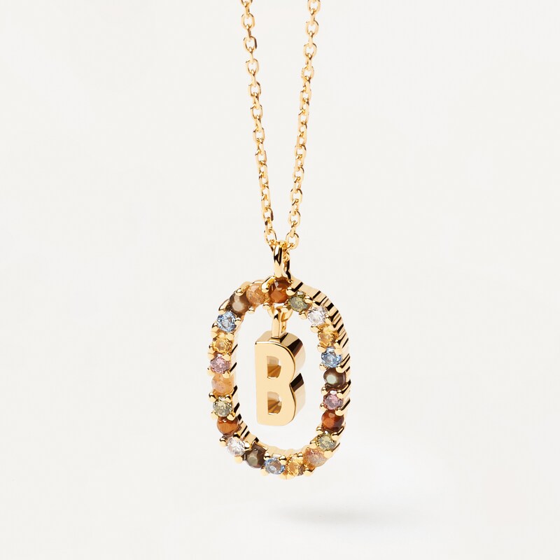 Main Image 2 of PDPAOLA  18ct Gold Plated Gemstones Initial B Pendant