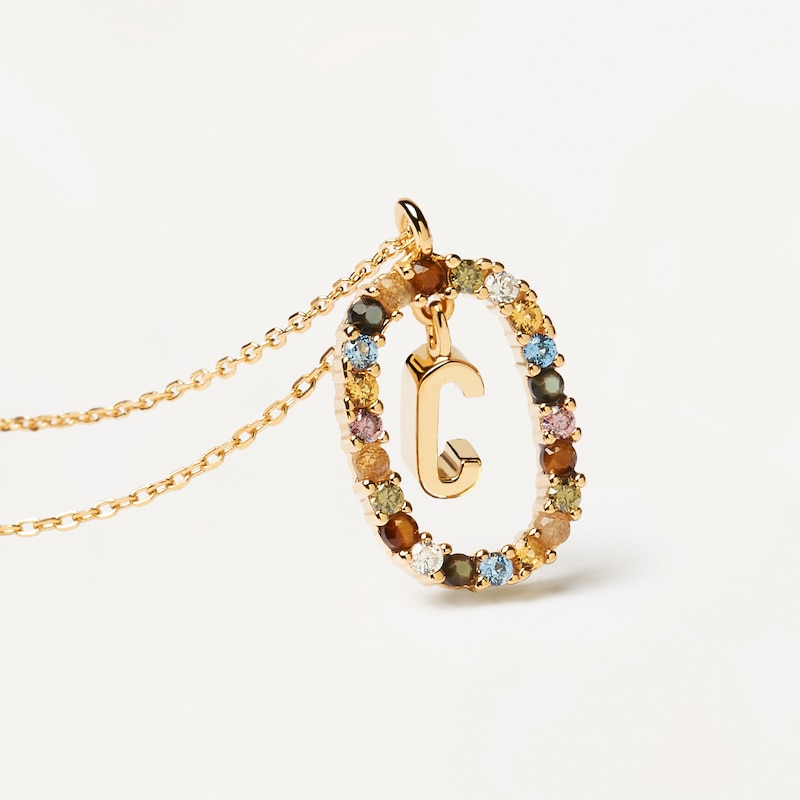 Main Image 3 of PDPAOLA  18ct Gold Plated Gemstones Initial C Pendant
