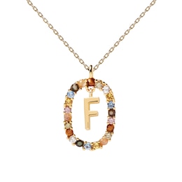 PDPAOLA  18ct Gold Plated Gemstones Initial F Pendant