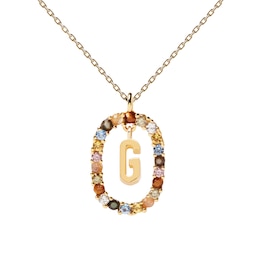 PDPAOLA  18ct Gold Plated Gemstones Initial G Pendant