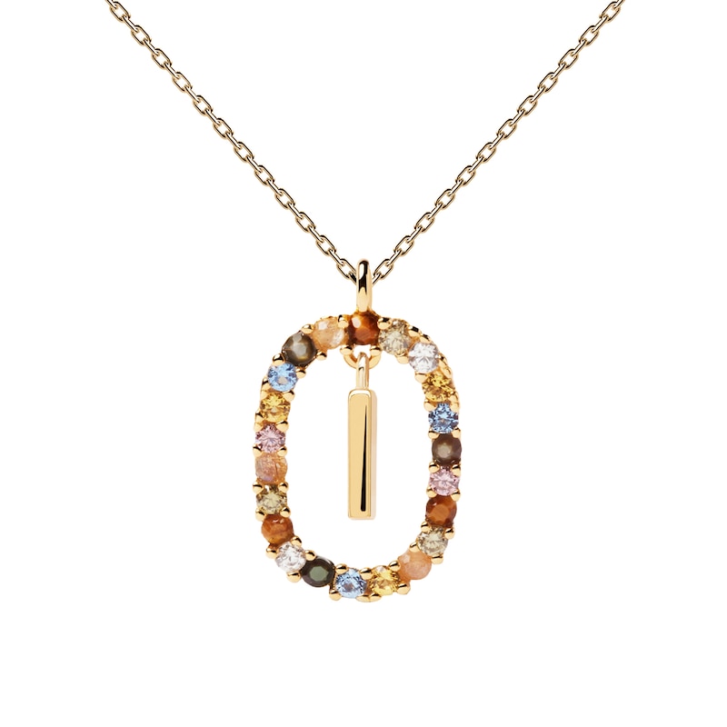 PDPAOLA  18ct Gold Plated Gemstones Initial I Pendant