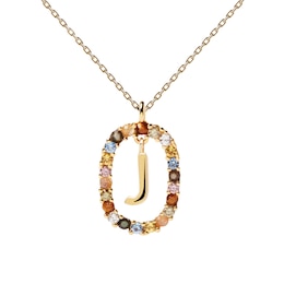PDPAOLA  18ct Gold Plated Gemstones Initial J Pendant