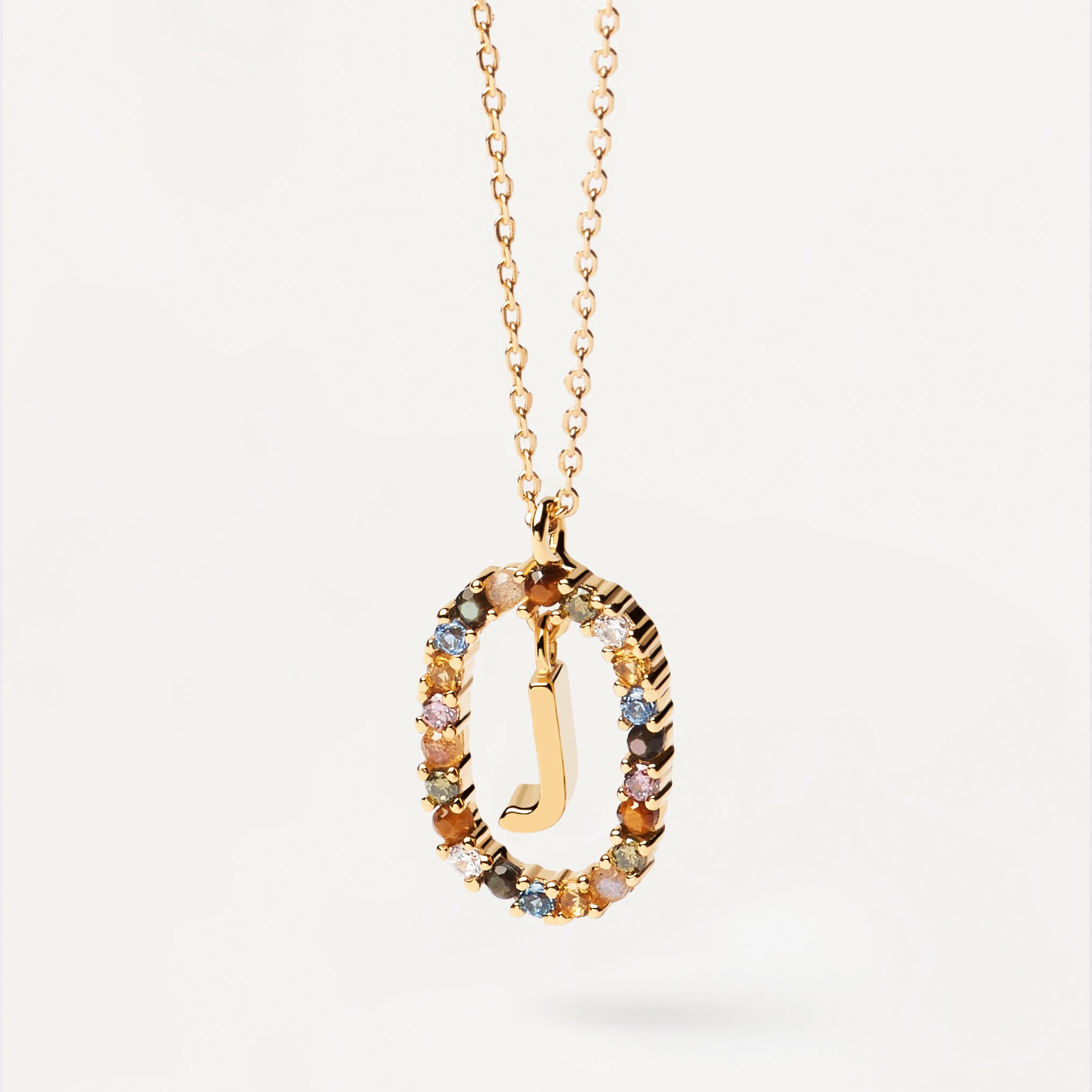 Main Image 2 of PDPAOLA  18ct Gold Plated Gemstones Initial J Pendant