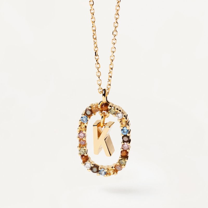 Main Image 2 of PDPAOLA  18ct Gold Plated Gemstones Initial K Pendant