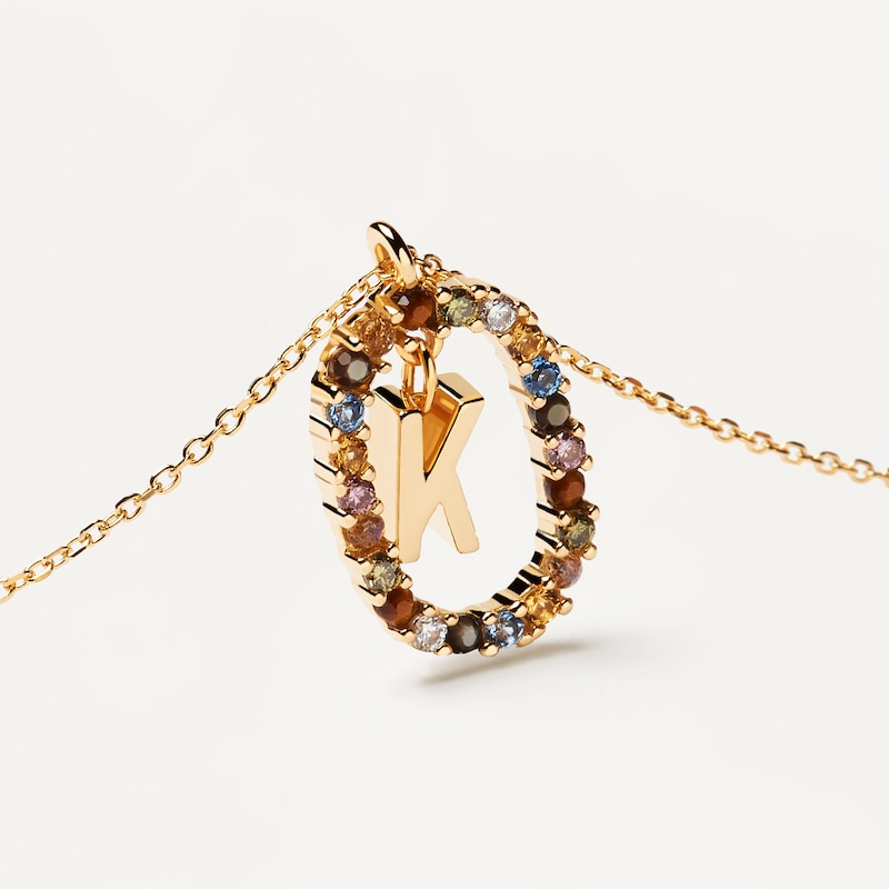 Main Image 3 of PDPAOLA  18ct Gold Plated Gemstones Initial K Pendant