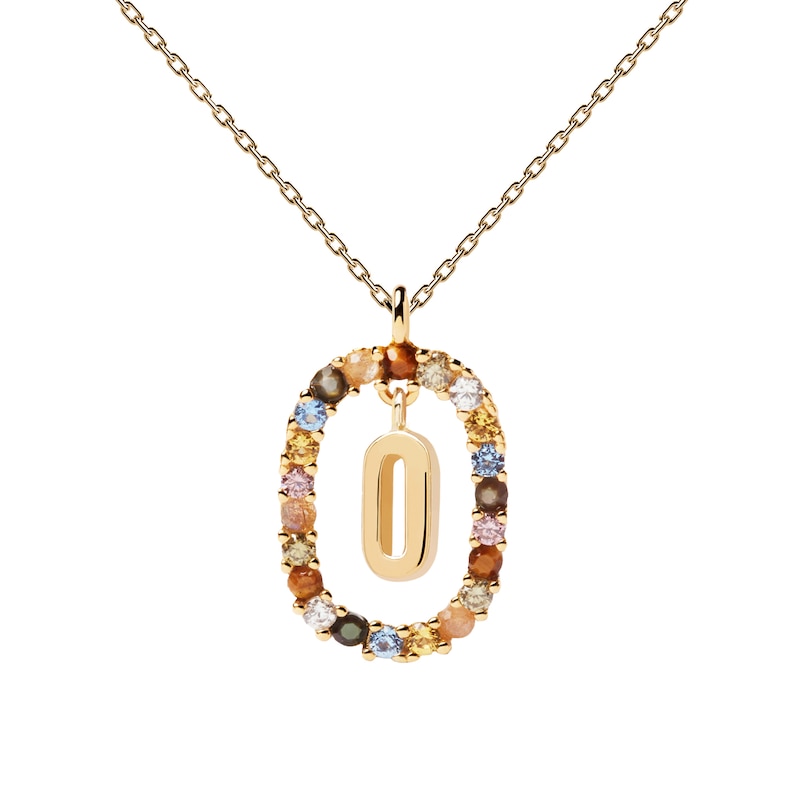 Main Image 1 of PDPAOLA  18ct Gold Plated Gemstones Initial O Pendant