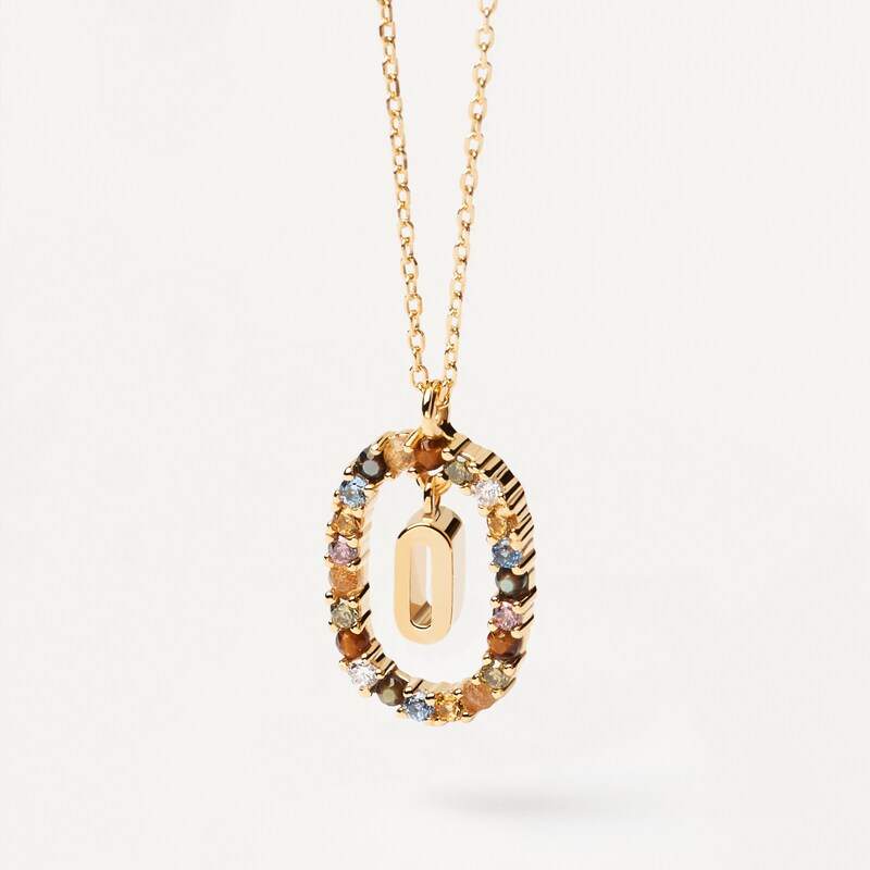 Main Image 2 of PDPAOLA  18ct Gold Plated Gemstones Initial O Pendant