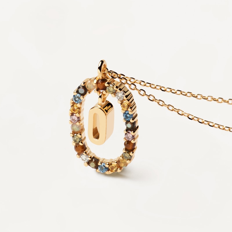 Main Image 3 of PDPAOLA  18ct Gold Plated Gemstones Initial O Pendant
