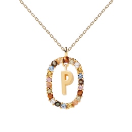 PDPAOLA  18ct Gold Plated Gemstones Initial P Pendant