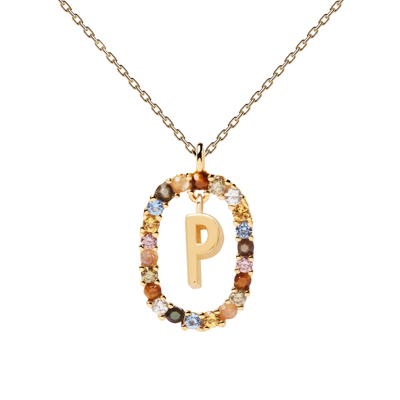 PDPAOLA  18ct Gold Plated Gemstones Initial P Pendant