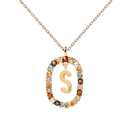 PDPAOLA  18ct Gold Plated Gemstones Initial S Pendant