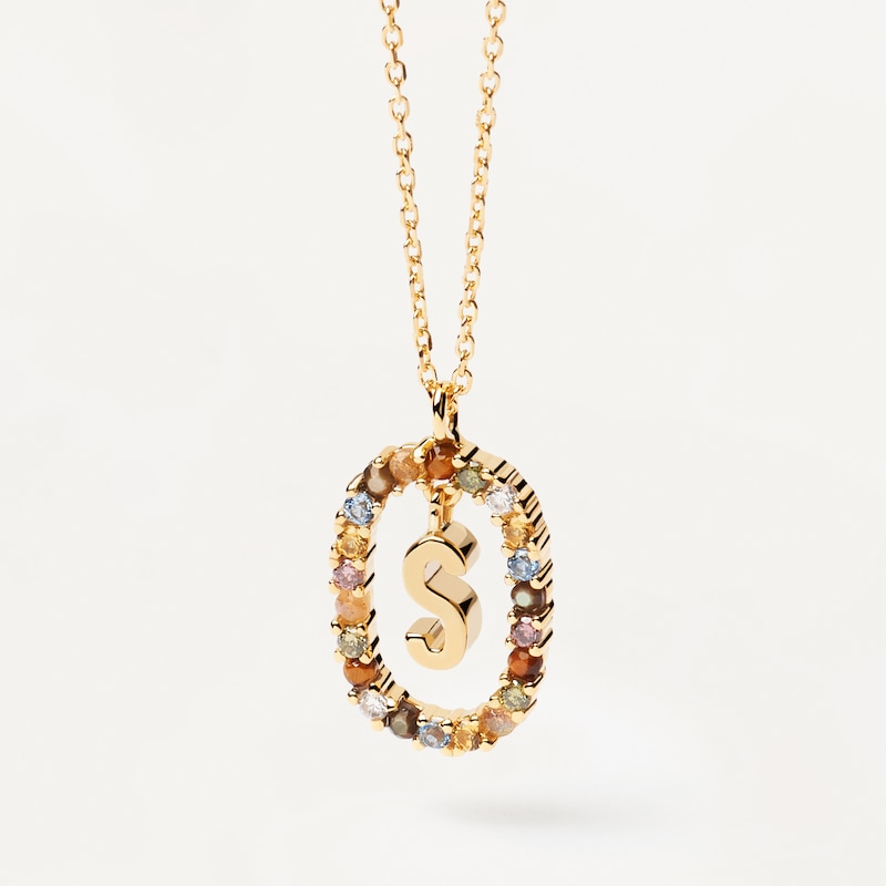 PDPAOLA  18ct Gold Plated Gemstones Initial S Pendant