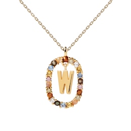 PDPAOLA  18ct Gold Plated Gemstones Initial W Pendant