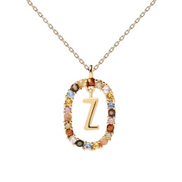 PDPAOLA  18ct Gold Plated Gemstones Initial Z Pendant