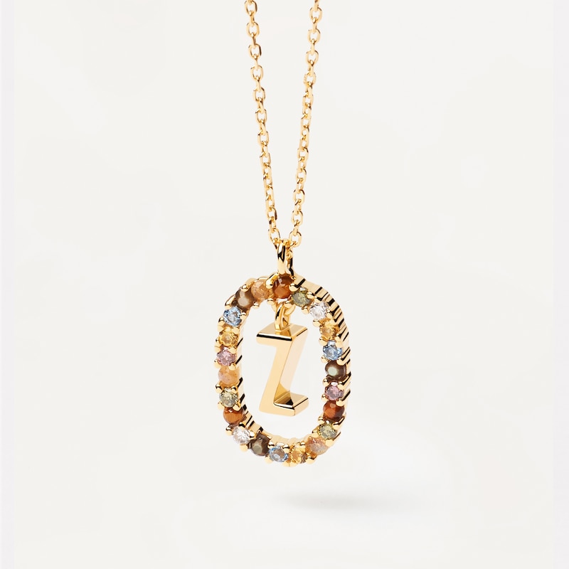 Main Image 2 of PDPAOLA  18ct Gold Plated Gemstones Initial Z Pendant