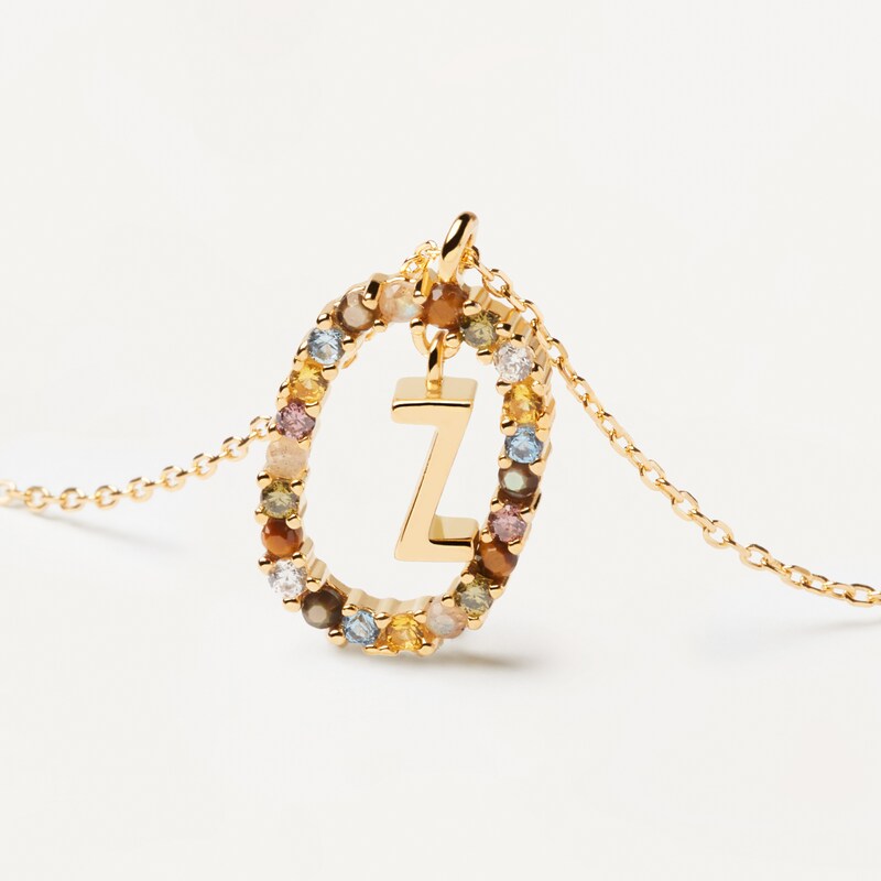 PDPAOLA  18ct Gold Plated Gemstones Initial Z Pendant