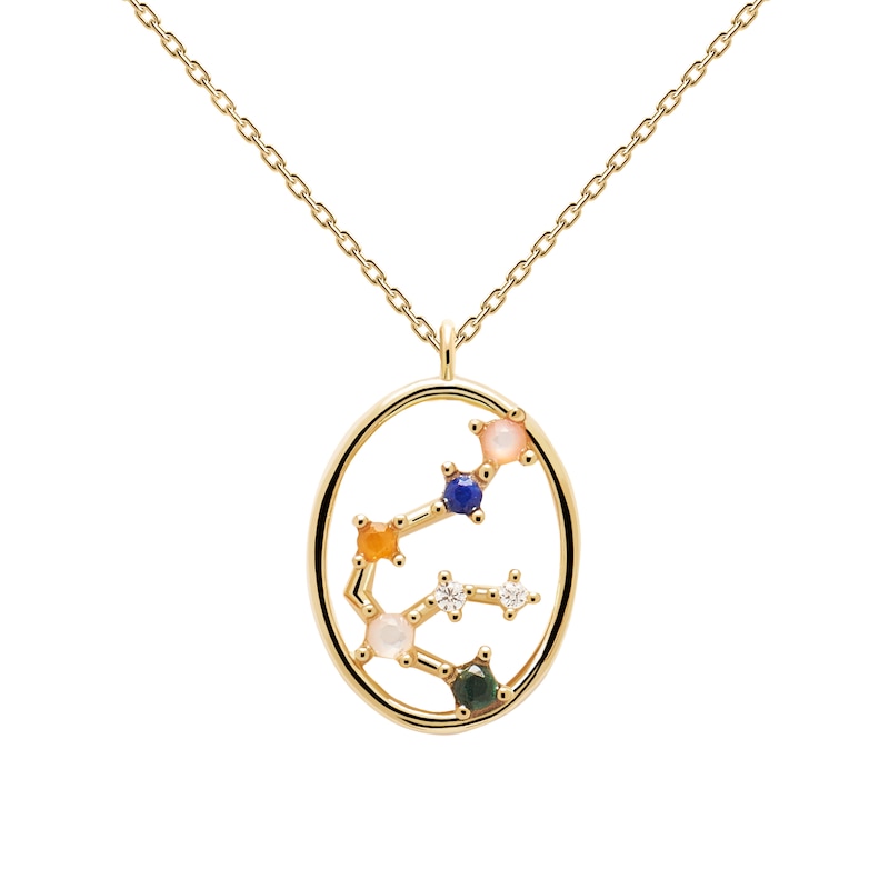 Main Image 1 of PDPAOLA  Aquarius 18ct Gold Plated Gemstones Pendant