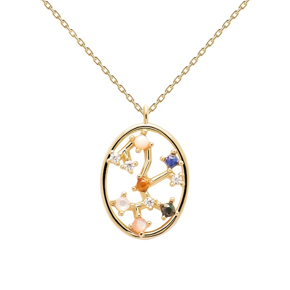 PDPAOLA Sagittarius 18ct Gold Plated Gemstones Pendant