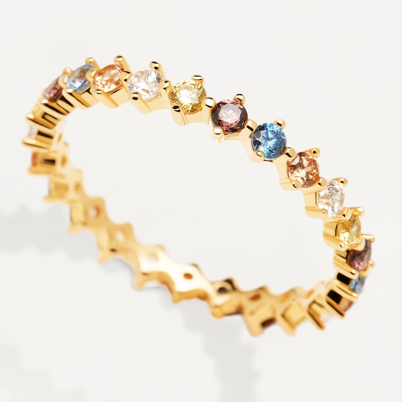 Main Image 2 of PDPAOLA  18ct Gold Plated Zirconia Ring Size L