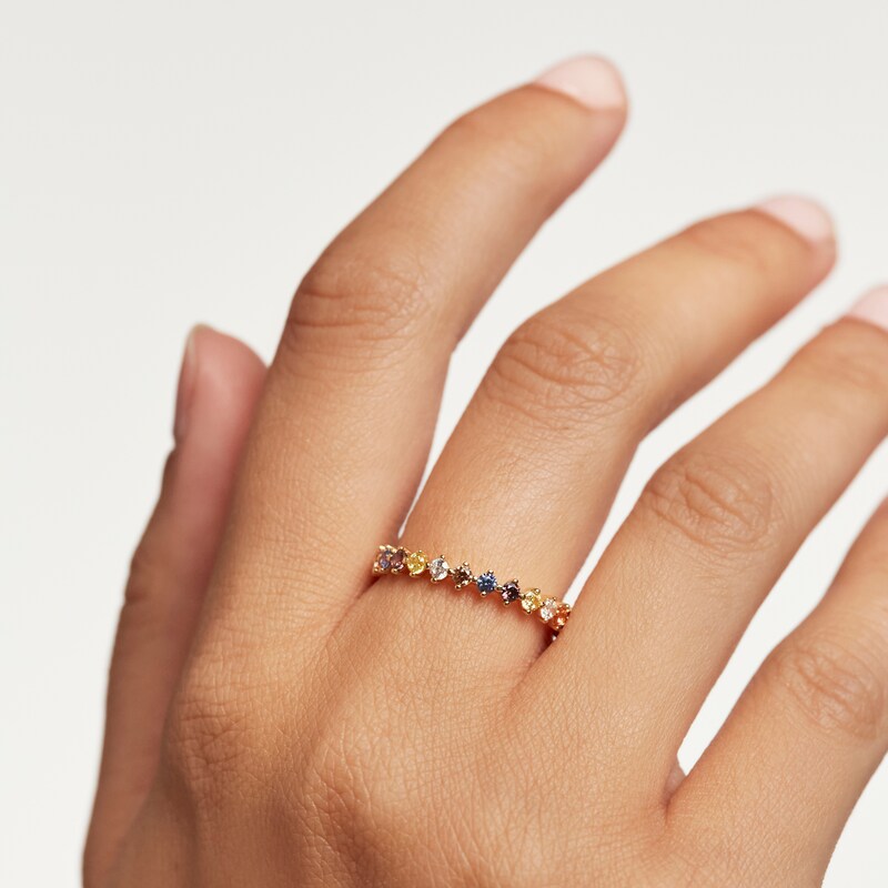 Main Image 4 of PDPAOLA  18ct Gold Plated Zirconia Ring Size L