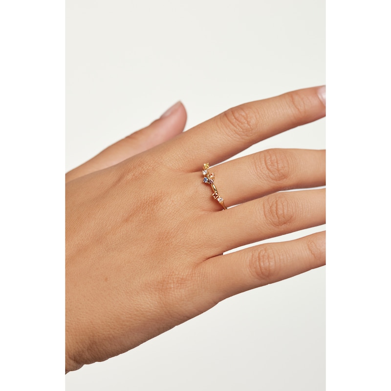 Main Image 5 of PDPAOLA  18ct Gold Plated Zirconia Ring Size M-N