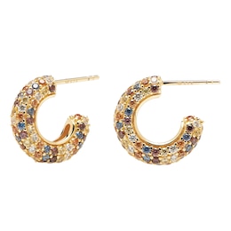 PDPAOLA  18ct Gold Plated Zircoinia Half Hoop Earrings